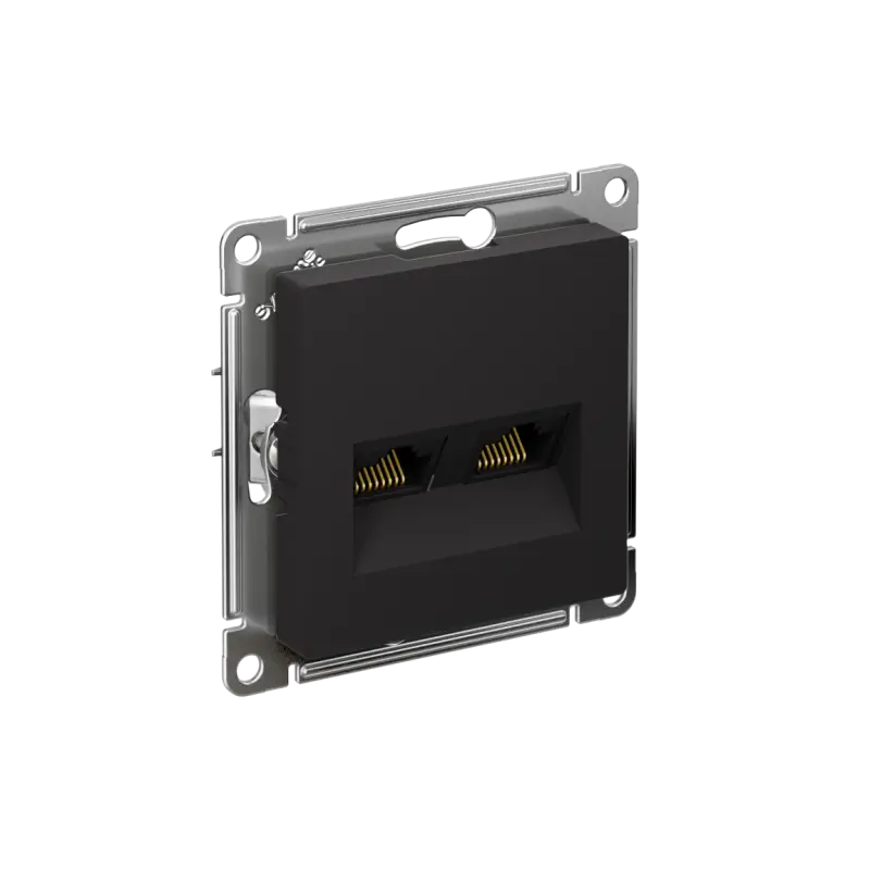 Розетка ATLASDESIGN двойная компьютерная RJ45+RJ45 категория 5E механизм карбон
