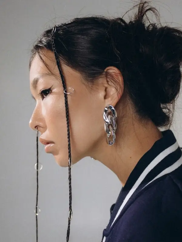 Серьги металл &laquo;Цепь&raquo;, диагональные звенья, цвет серебро