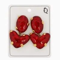 Серьги &laquo;Сердце&raquo; винтаж, красные в золоте