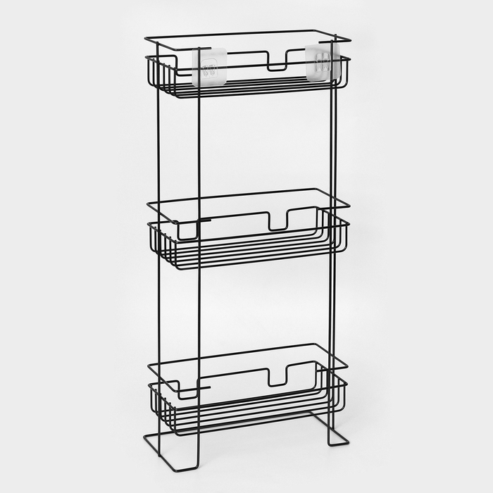 Полка прямоугольная 3-х ярусная, 12,5×66×29,5 см, цвет черный Полка прямоугольная 3-х ярусная, 12,5×66×29,5 см, цвет черный