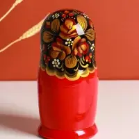 Матрёшка дерево &laquo;Рябинка&raquo;, чёрный платок, 5 кукольная, 18 см