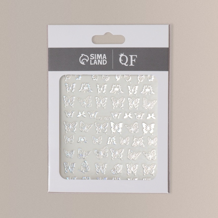 Наклейки для ногтей «Сияющие бабочки», фольгированные, голография, цвет серебристый Наклейки для ногтей «Сияющие бабочки», фольгированные, голография, цвет серебристый
