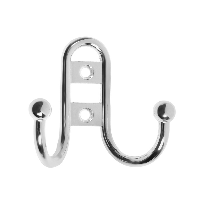 Крючок мебельный ТУНДРА TKD016, двухрожковый, хром, 4 шт TMP Крючок мебельный ТУНДРА TKD016, двухрожковый, хром, 4 шт TMP