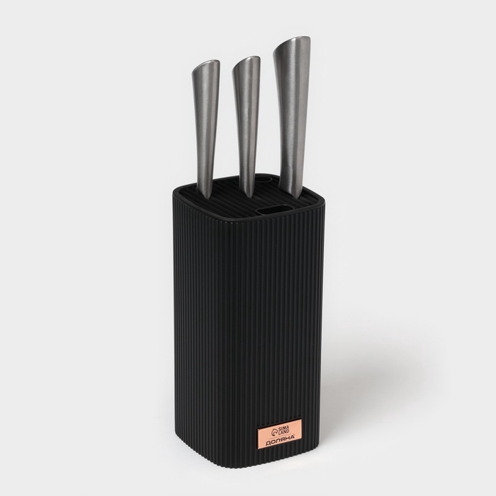 Подставка для ножей Доляна «Loft», 11×11×22 см, пластик, чёрный Подставка для ножей Доляна «Loft», 11×11×22 см, пластик, чёрный