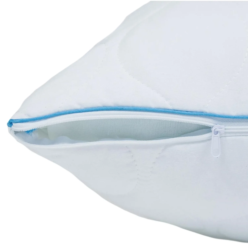 Подушка 50х70 стеганная со съемным чехлом (микрофибра/лебяжий пух), белый