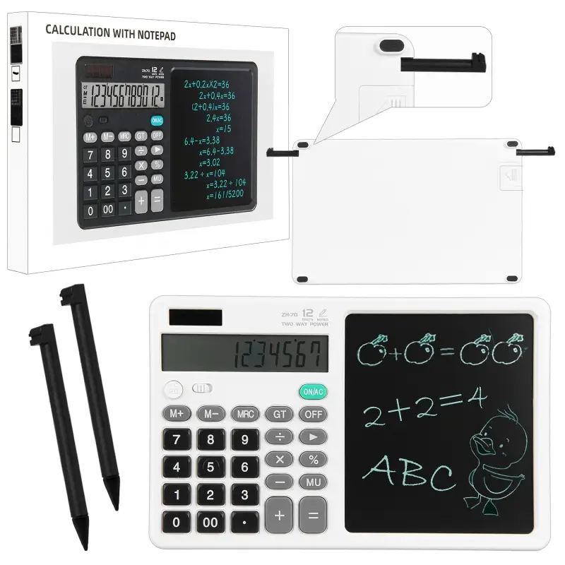 Калькулятор с HD планшетом для рисования ZH-70 Белый (50шт/кор)