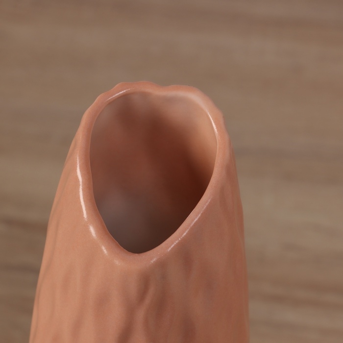 Ваза керамика настольная Ваза керамика настольная "Теган" бочка скос, 20,5х6,5 см, персиковый