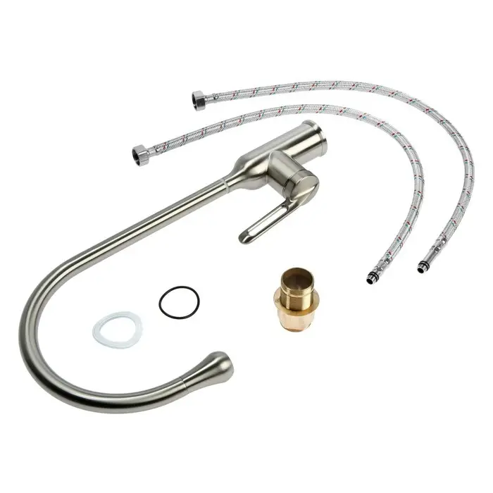 Смеситель для кухни ZEIN Z2750, высокий, картридж 35 мм, нержавеющая сталь, сатин