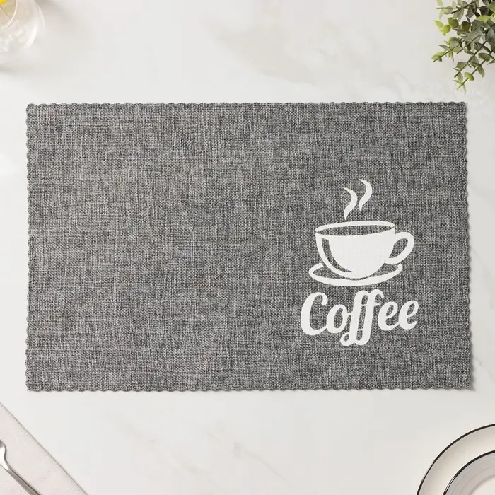 Салфетки сервировочные на стол Доляна Coffee, 4 шт., 44&times;29 см, серые