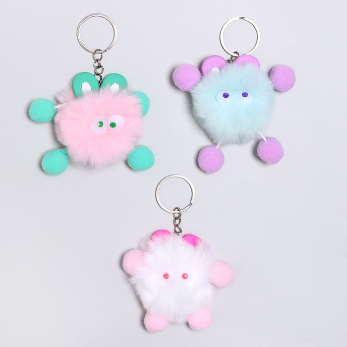 Мягкая игрушка «Пушистик» на брелоке, 7 см, цвет МИКС Мягкая игрушка «Пушистик» на брелоке, 7 см, цвет МИКС