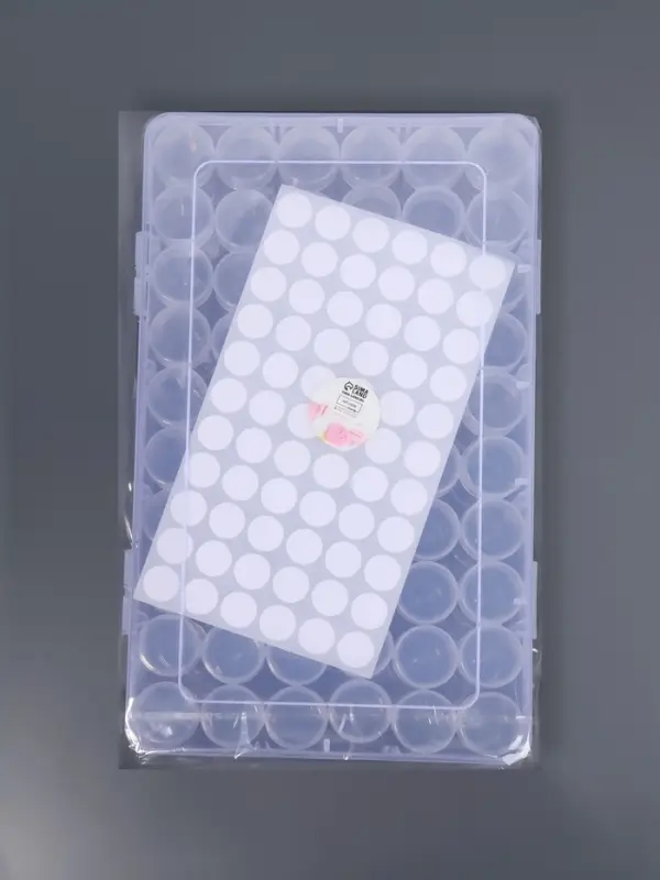 Органайзер для хранения мелочей, 60 баночек, в контейнере, 28&times;17&times;5.5 см, прозрачный