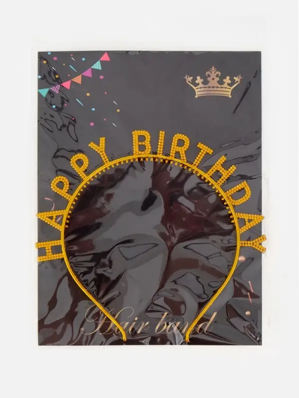 Ободок Ободок "Happy birtday" золотой