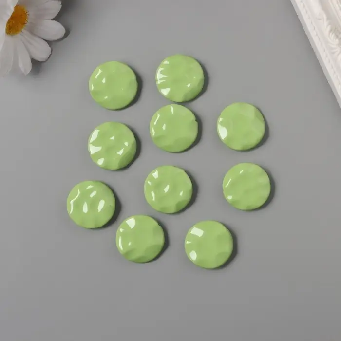 Бусины для творчества акрил Бусины для творчества акрил "Плоский мятый круг" зелёный 2,5х2,5х0,6 см