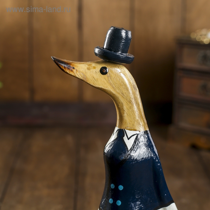 Сувенир дерево "Утка в синем пиджаке" 13х9х27 см