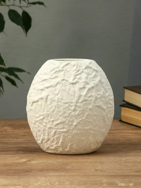 Ваза керамика настольная "Блейз" луна, 18х16х4 см, белый