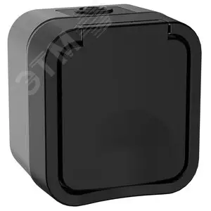 Розетка 1-местная с заземляющим контактом и крышкой TORS 16А IP55 графит