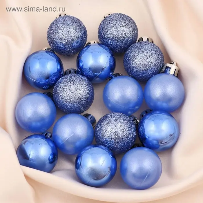 Ёлочные игрушки &laquo;Камея&raquo;, шары новогодние, d=3 см, набор 24 шт., голубой