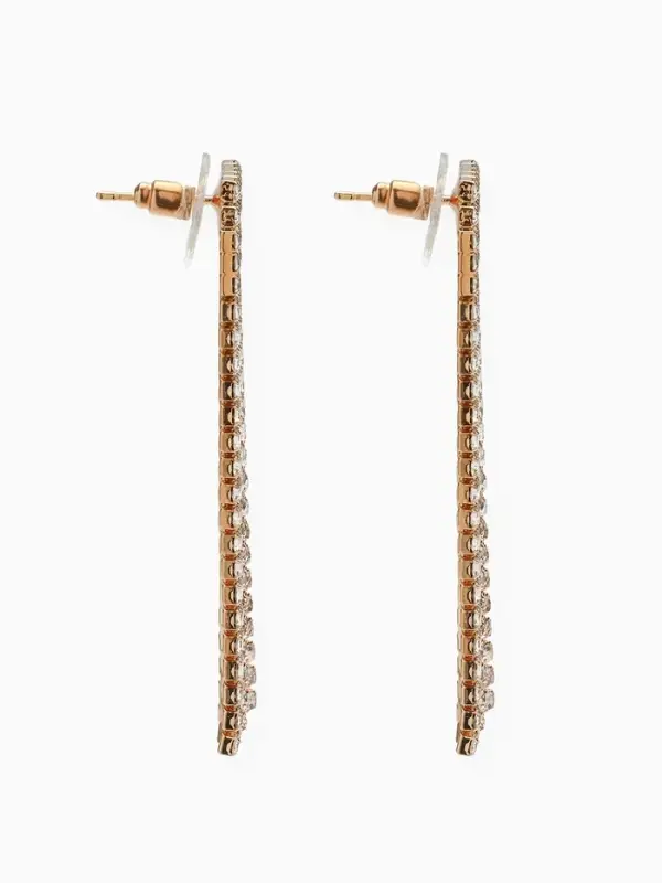 Серьги висячие со стразами &laquo;Водопад&raquo;, мягкий квадрат, белые в золоте