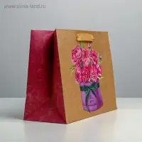 Пакет подарочный крафтовый, упаковка, For you, MS 23&times;18&times;10 см
