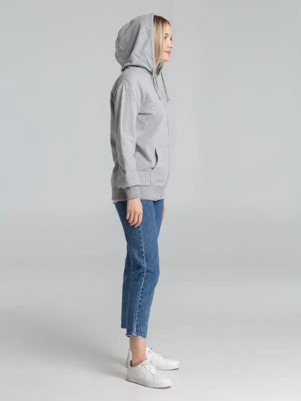 Толстовка на молнии с капюшоном Unit Siverga серый меланж, размер XS Толстовка на молнии с капюшоном Unit Siverga серый меланж, размер XS