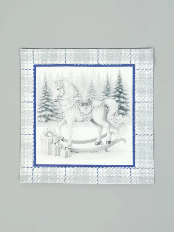 Салфетки бумажные трёхслойные «Скатерть с лошадью на серебре», 33х33, 20 шт Салфетки бумажные трёхслойные «Скатерть с лошадью на серебре», 33х33, 20 шт
