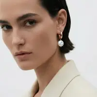 Серьги жемчуг "Барокко", цвет белый в золоте