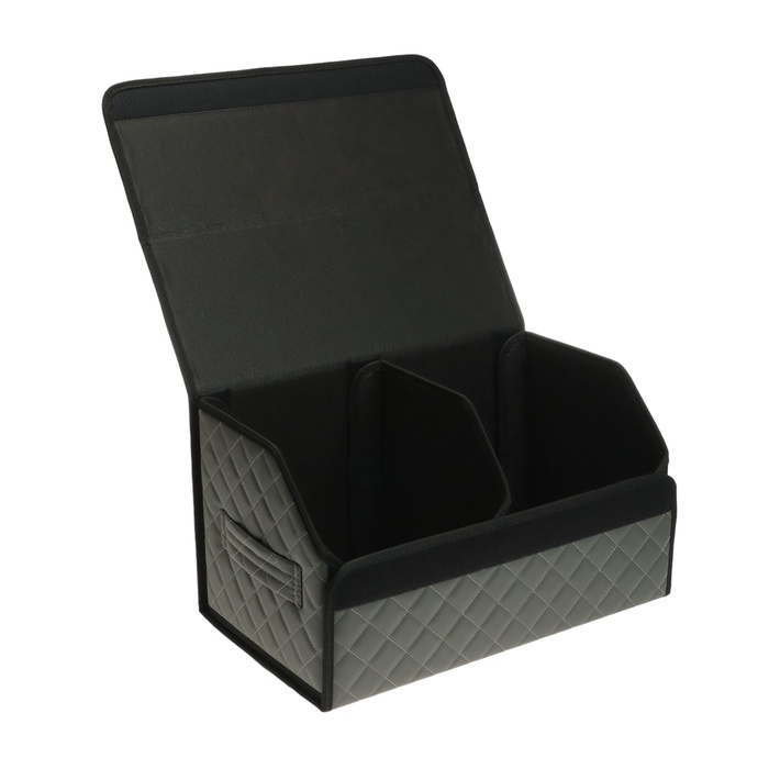 Органайзер кофр в автомобиль Cartage саквояж, экокожа стеганая, 50х30х30 см, серый