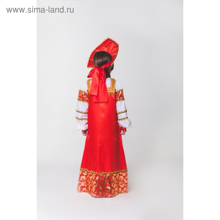 Русский народный костюм  Русский народный костюм "Любавушка", платье-сарафан, кокошник, р-р 30, рост 110-116 см, цвет красный