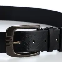 Ремень мужской, ширина 3.5 см, винт, один прокол, пряжка металл, чёрный