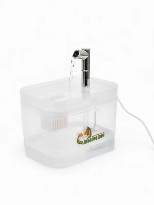 Фонтан для кошек и собак 1,5 л, 16,5 х 13 х 12 см, евророзетка, прозрачный Фонтан для кошек и собак 1,5 л, 16,5 х 13 х 12 см, евророзетка, прозрачный