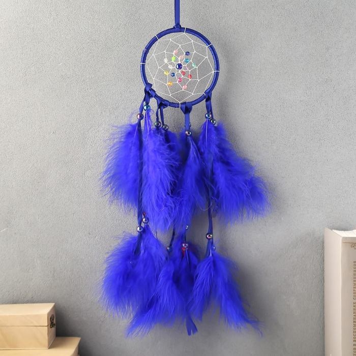 Ловец снов Ловец снов "Паутинка с жемчужинами" d=11 см ярко-синий 40 см