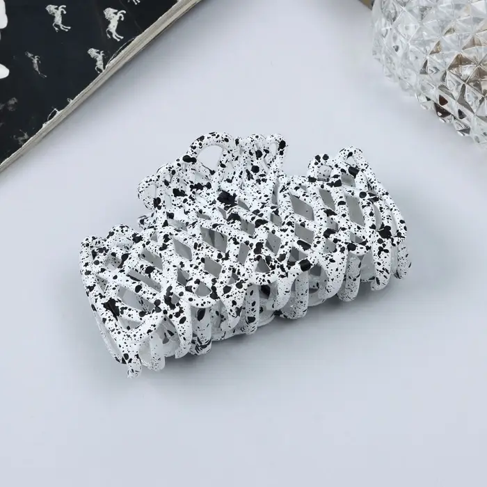 Крабик для волос &laquo;Эфи&raquo;, паутинка, 9 см, чёрный, белый