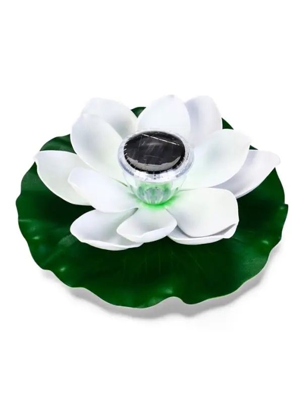 Садовый светильник для водоемов 28 х 28 х 9 см на солнечной бат-е Садовый светильник для водоемов 28 х 28 х 9 см на солнечной бат-е "Лотос" бел N011