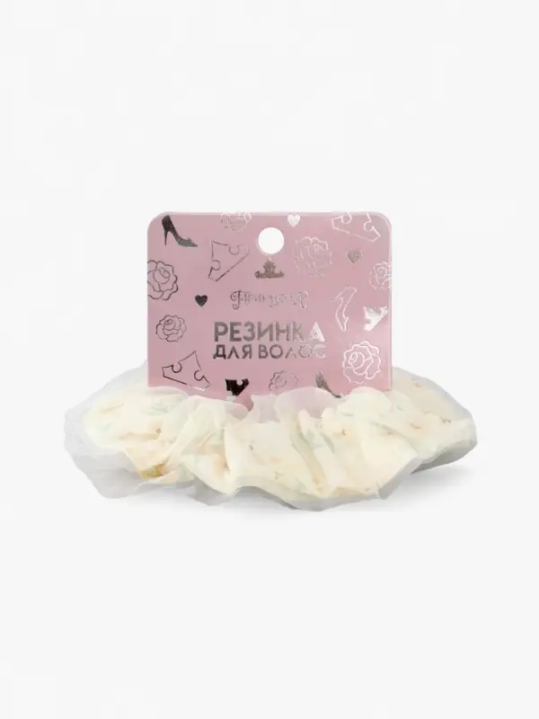 Резинка для волос «Цветы» бежевая, Принцессы Резинка для волос «Цветы» бежевая, Принцессы