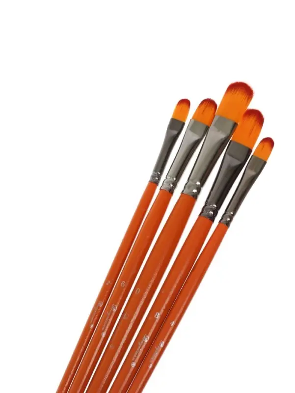 Набор кистей для рисования, синтетика, 5 штук: № 2, 4, 6, 8, 10, плоские, международный размер