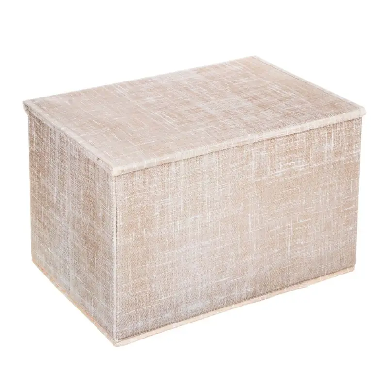 Кофр для хранения с крышкой тм VETTA ЛЁН, полиэстер, 38х24х24см, бежевый