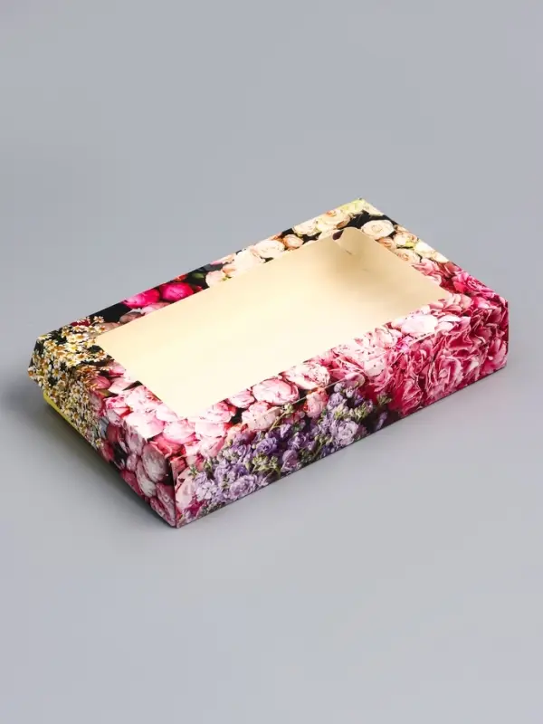 Коробка складная с окном &laquo;Цветы&raquo;, 20&times;12&times;4 см