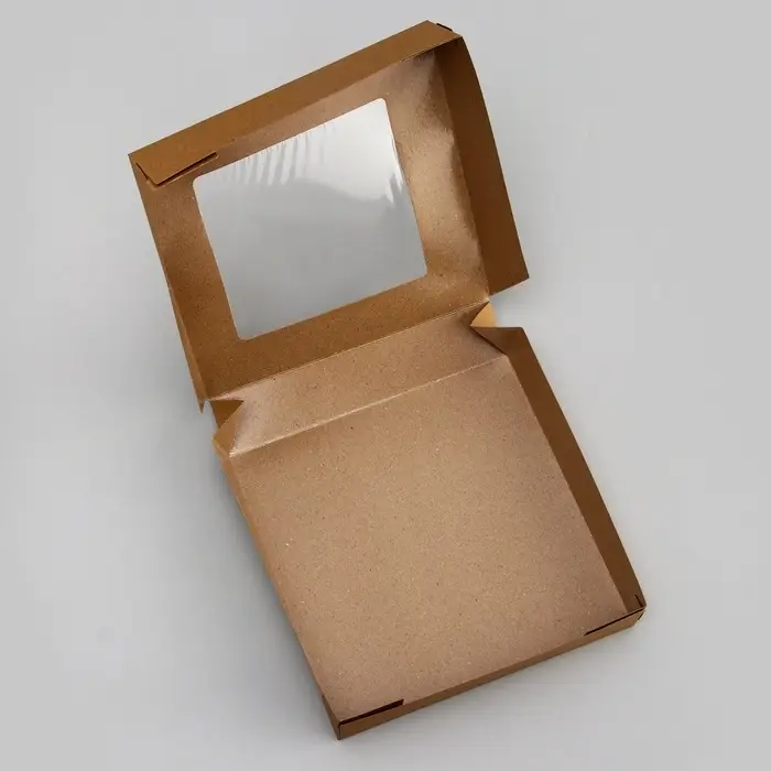 Коробка складная, с окном крафт, 20&times;20&times;4 см