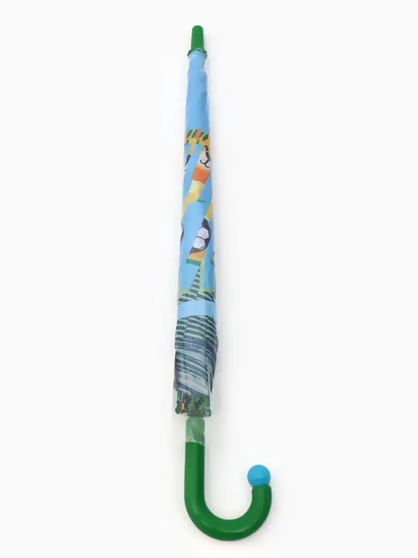 Зонт - трость детский &laquo;Животные&raquo;, полуавтоматический, R=43/50 см, d=86 см, голубой