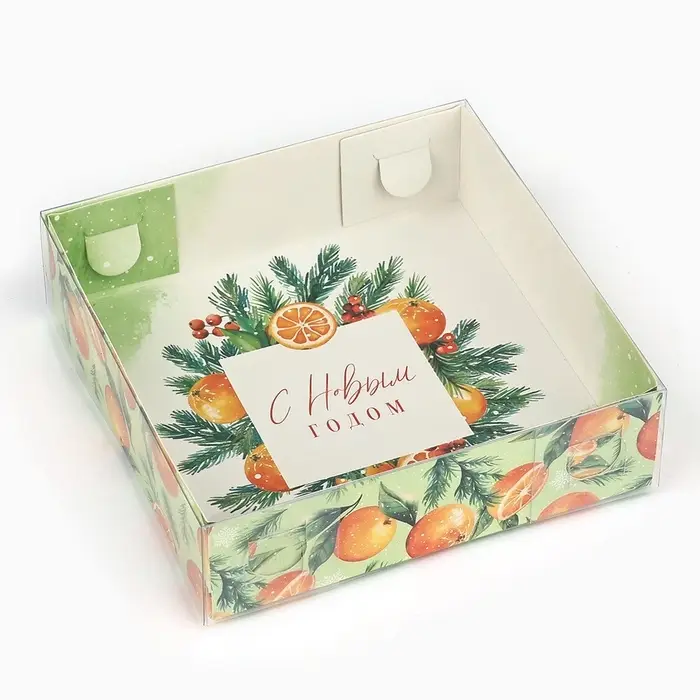 Коробка для макарун «С Новым годом», 12×12×3.5 см