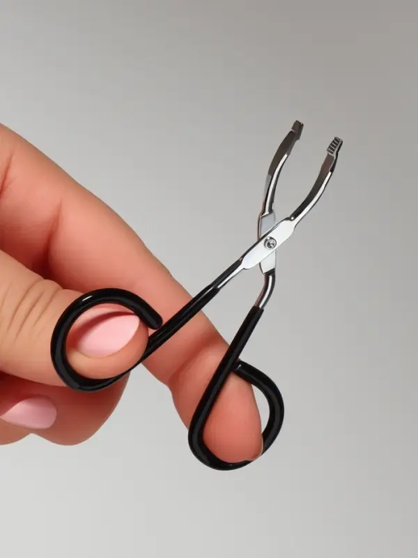 Пинцет в форме ножниц, прорезиненные ручки, 8 см, чёрный, серебристый