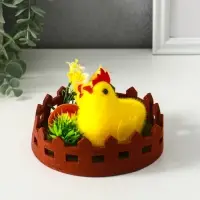 Сувенир пасхальный "Курочка с цыплятами на лужайке с забором" 12,5х12,5х8,5 см