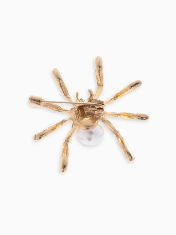 Брошь &laquo;Паук&raquo;, жемчужинка, белая в золоте