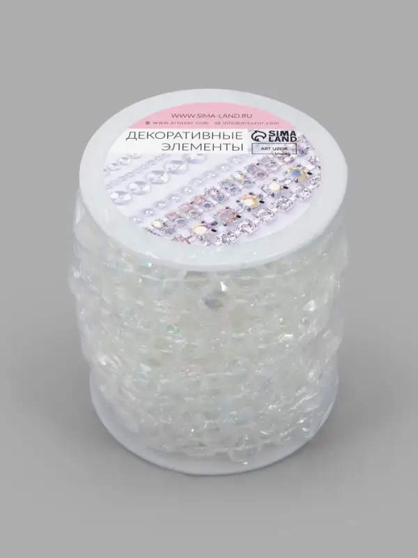 Бусы на нитях, с голографией, 10 мм, 9&plusmn;1 м, прозрачные