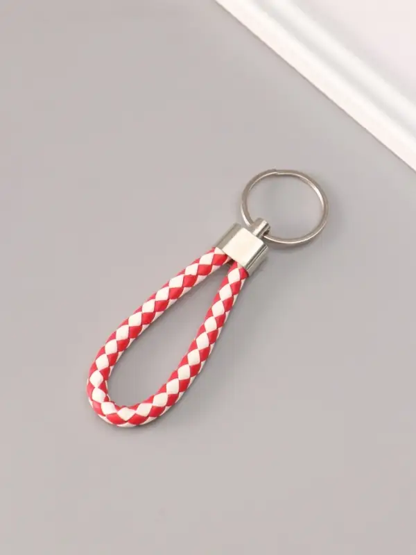 Брелок металл кожзам Брелок металл кожзам "Ремешок плетёнка" МИКС 8 см