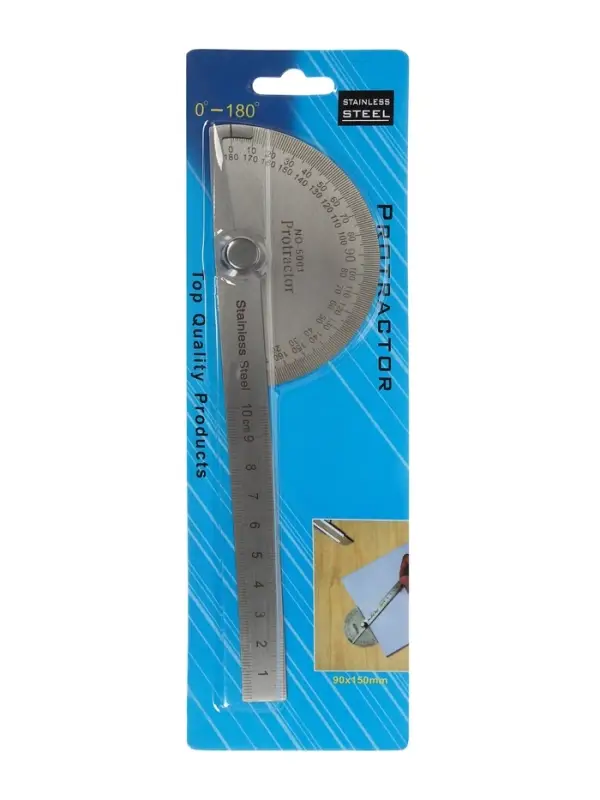 Линейка-транспортир, 10 см, нержавеющая сталь