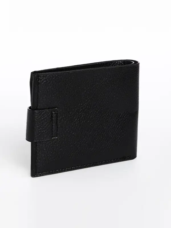 Портмоне мужское на магните, три отделения, флотер, чёрное