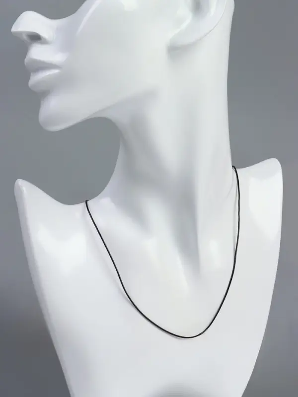 Шнурок каучуковый, неполый, 45 см, d=1 мм, чёрный в серебре Шнурок каучуковый, неполый, 45 см, d=1 мм, чёрный в серебре