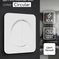 Выключатель, серия Circular, 10 А, двухклавишный, скрытый монтаж, белый