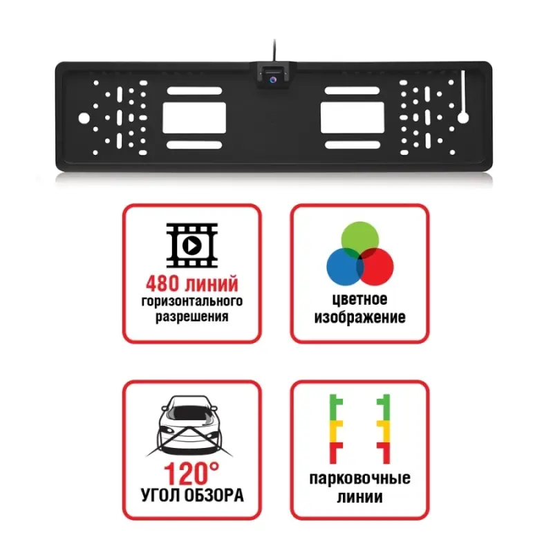 Камера заднего вида парковочной системы в рамке номерного знака PS-815